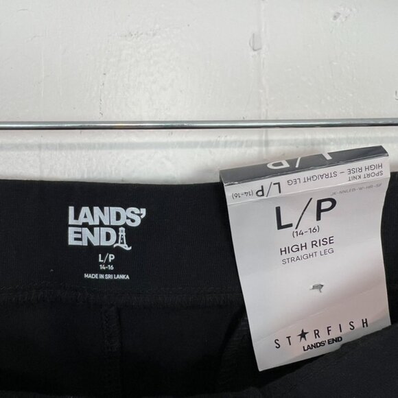 NWT Lands' End High Rise Straight Leg Pants Sport Knit Black Large Petite mc - Picture 2 of 3